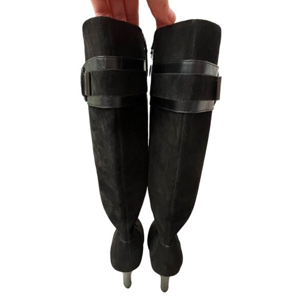 Cole Haan Black High Heel Knee-High Nicole Air Boots Buckle Detail Size 8.5 - Picture 7 of 13